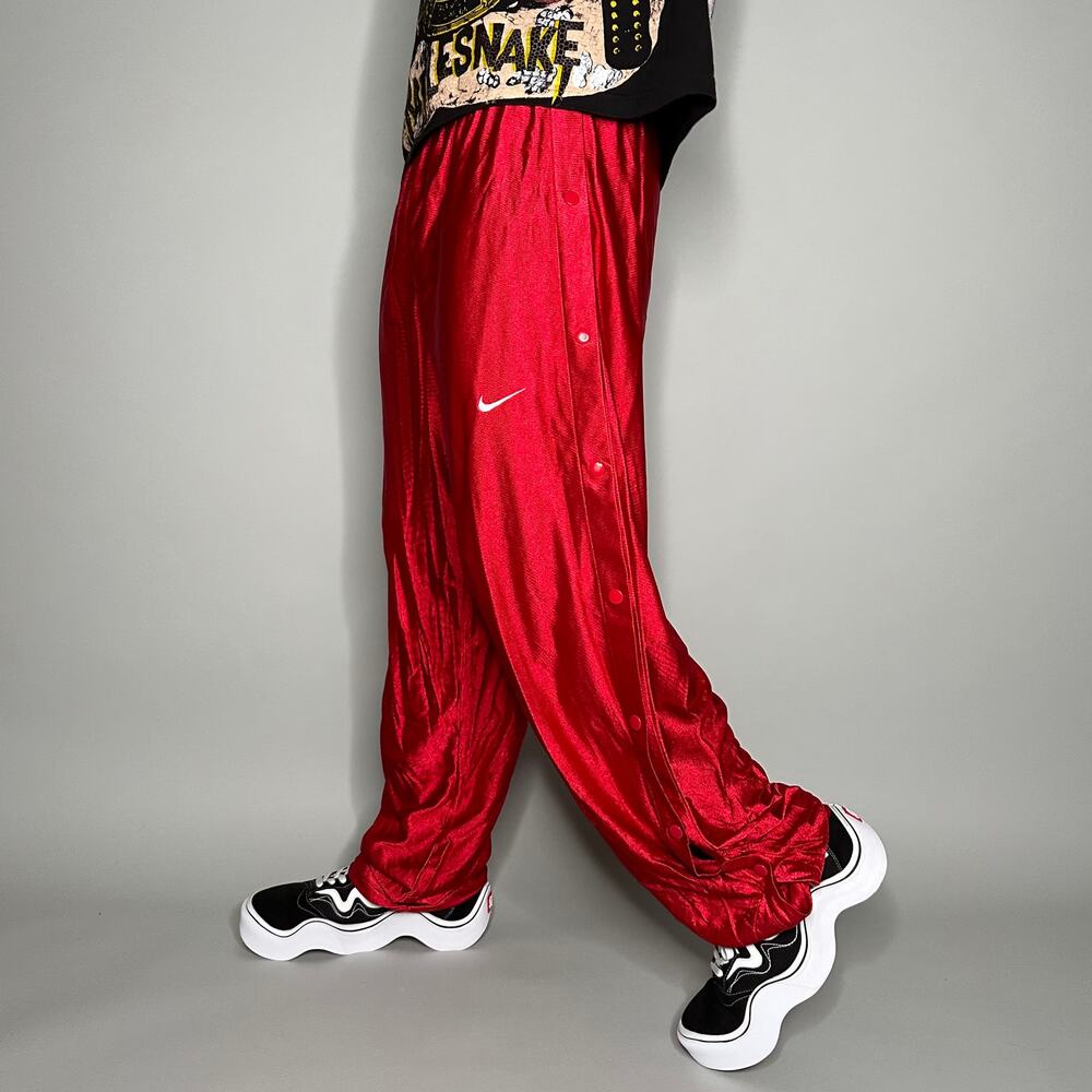 Vintage 90s Nike Breakaway Sweatpants Mens L Baggy Crimson Red Silky Polyester